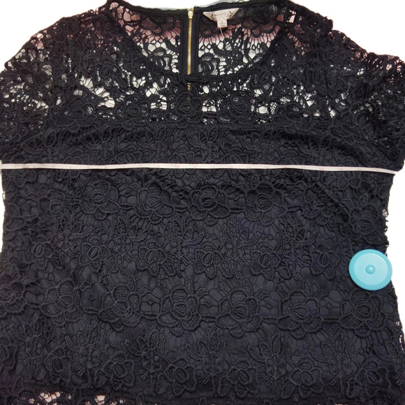 Nanette Lepore Women's Crochet Short Sleeve Dark Navy Blue Lace Top Sz XL - Picture 12 of 15